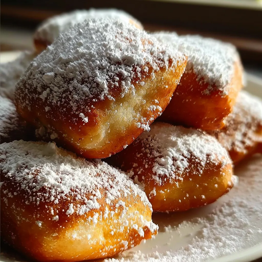 Classic New Orleans Style Vanilla French Beignets with Powdered Sugar - secondary view